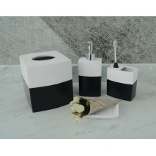 Souveniers gifts funny white & black 4pcs bathroom hand crafted resin accessory set